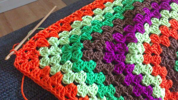 Crochet Autumn Blanket Granny Square Cotton Yarn